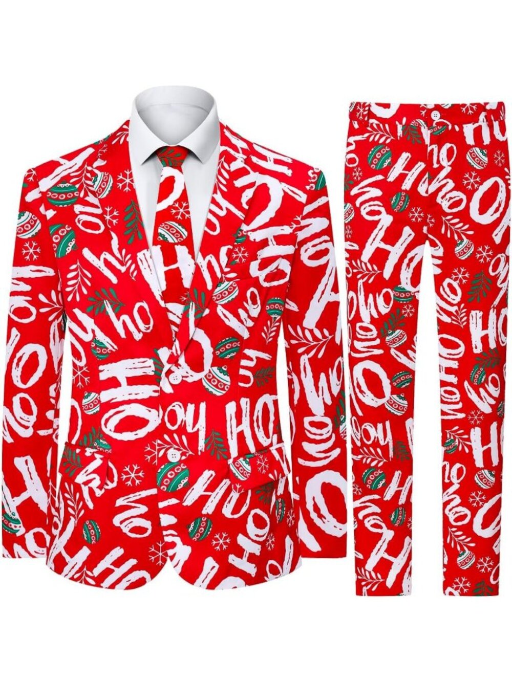 Men's Christmas Suits, Two Button Jacket Coats & Pants & Tie